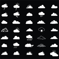 clouds icons set different style and forms