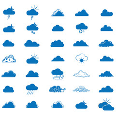 clouds icons set different style and forms
