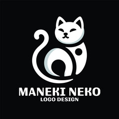 Maneki Neko Vector Logo Design