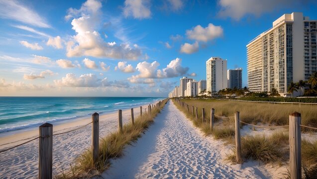 Scenic pathway leading to miami beach ocean