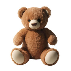 Fototapeta premium Cute brown teddy bear clipart in PNG format with transparent background. Ideal for kids designs, baby shower invites, scrapbooking, and digital crafts.