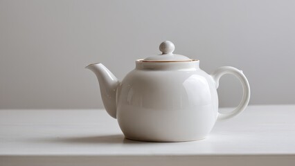 Elegant white teapot mockup for stylish kitchen or cafe decor.
