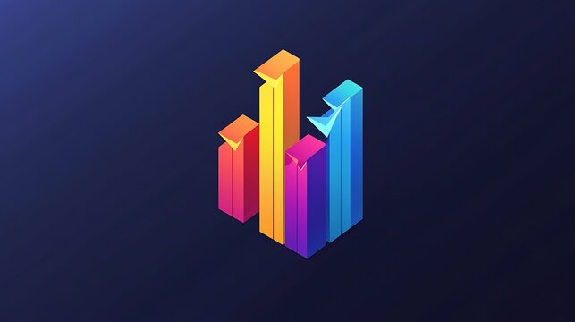 Colorful 3D bar graph chart.