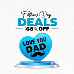 Happy Father's day. Special deals, discount, offer, and sale promotional banner poster concept.