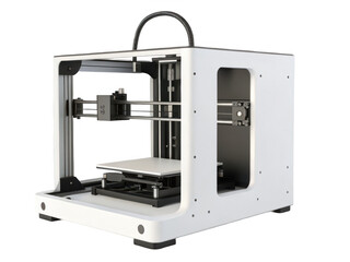 A white three d printer view isolated on transparent background