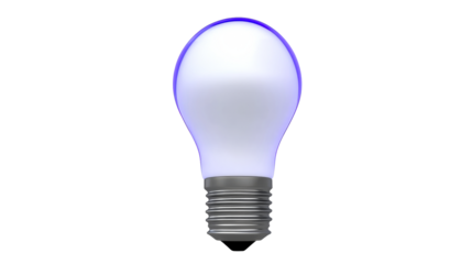 Elegant light bulb with blue hue, isolated, cut out transparent