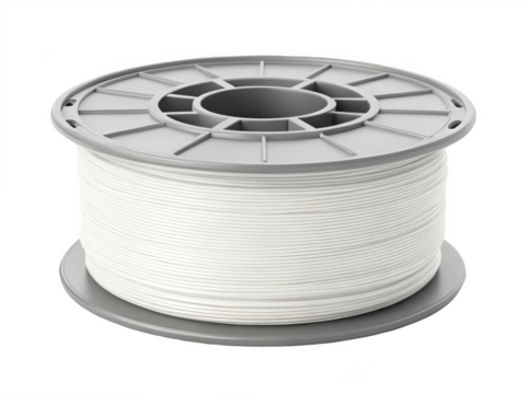 A spool of white filament isolated on transparent background