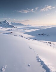 Vast, snow-covered expanse under a winter sky ,  season,  horizon
