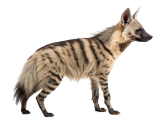 A striped hyena side profile isolated on transparent background