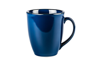Navy blue mug, ceramic beverage container, studio isolated, cut out transparent