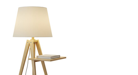 Elegant Floor Lamp Illuminating Cozy Reading Nook Isolated on White Background