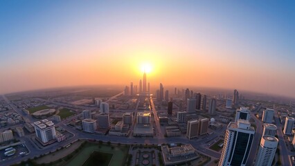 Obraz premium Sunrise over Kuwait City captured by drone