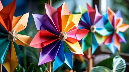 Vibrant paper windmills for charming home decor