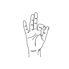 Hand with an okay gesture illustration symbolizing positivity and acceptance concepts