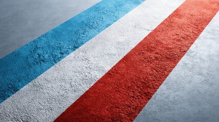 Fototapeta premium Vibrant Diagonal Chalk Stripes in Red, White, and Blue on Pavement