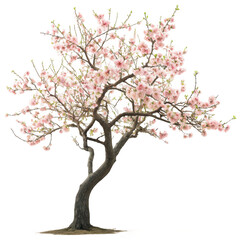 Obraz premium Flowering tree in full bloom isolated on transparent background