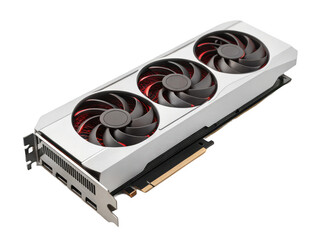 Gpu with three fans on top isolated on transparent background