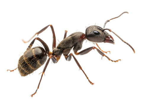 A detailed ant close up view isolated on transparent background