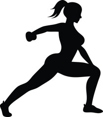 silhouette of a fitness girl exercising