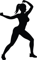 silhouette of a fitness girl exercising