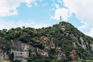 A breathtaking scenic view of a hilltop combined beautifully with historic architecture