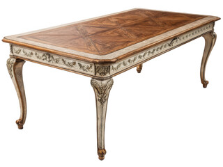 Ornate wooden table design isolated on transparent background