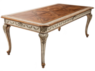 Ornate wooden table design isolated on transparent background