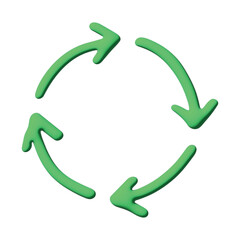 3d recycle arrow icon Recycling resources symbol Reuse of materials, zero waste, green environment, saving the planet