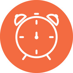 Minimalistic alarm clock icon on orange background
