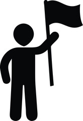 silhouette of person holding waving black flag 