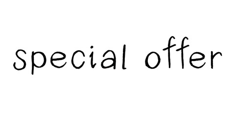 Special offer lettering Handwritten word Modern brush calligraphy Template for marketing ad, print, web, banner, poster, flyer Ink illustration