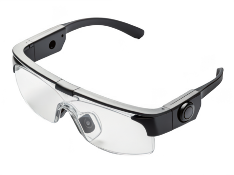 Glasses with camera device isolated on transparent background