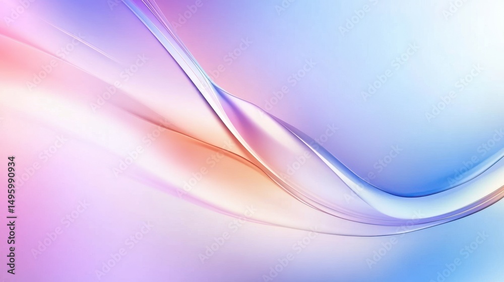 Aufkleber Futuristic abstract background with wave-like curved shapes in blue-purple gradient, glowing soft light, dynamic composition for creative design, banner, presentation, or web use