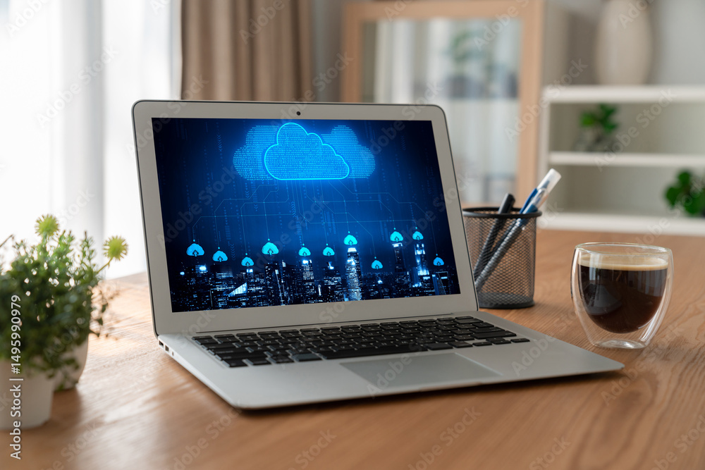Poster cloud computing software for modish remote work and personal data storage