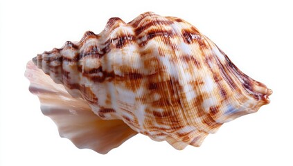 Stunning Seashell Close Up Ocean Treasure Brown White Spiral Shell
