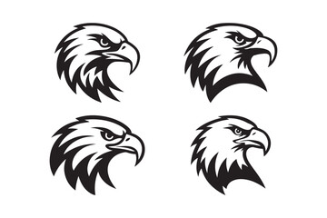 Eagle Head Logo Vector Set Fierce Bird Mascot Clipart Design