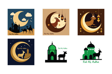 Eid al-Adha Celebration Islamic Holiday Illustrations