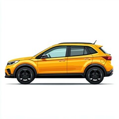 Bright yellow compact SUV standing on a clean background highlighting its sleek lines and modern design features