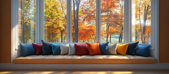 Colorful Throw Pillows and Cozy Sofa Interiors – Modern Home Decor Photography. AI generative.