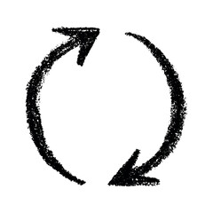 Hand drawn recycle arrow icon Recycling resources symbol Reuse of materials, zero waste, green environment, saving the planet