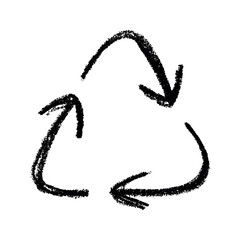 Hand drawn recycle arrow icon Recycling resources symbol Reuse of materials, zero waste, green environment, saving the planet