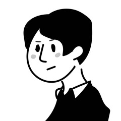 Icon illustration in monochrome. Man in collared shirt. Office casual.