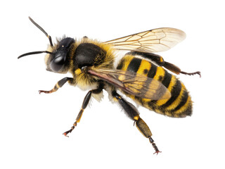 Isolated bee close up shot isolated on transparent background