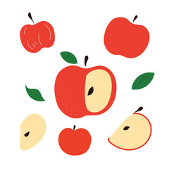 Refreshing illustration of a apple and leaf. Vector.