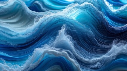 Obraz premium Abstract Blue Waves: 3D Render of Ocean Texture