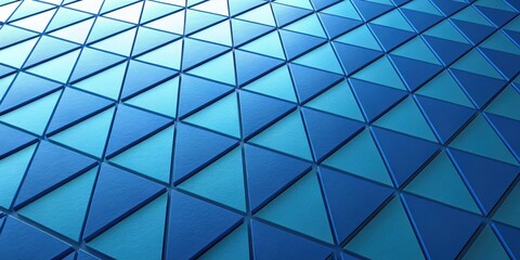 A blue and light blue triangular tiled pattern with a geometric abstract design