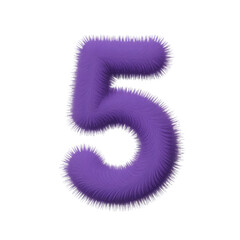 Fototapeta premium 3d number 5 made of blue fur