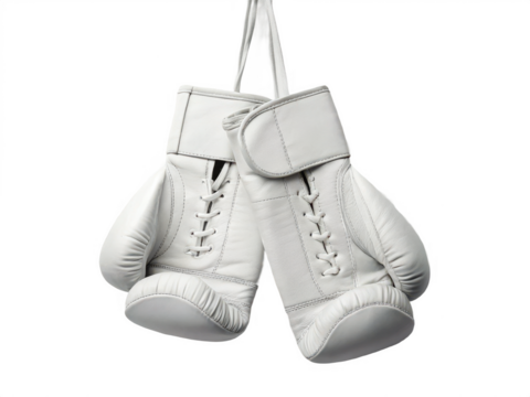 White boxing gloves pair isolated on transparent background