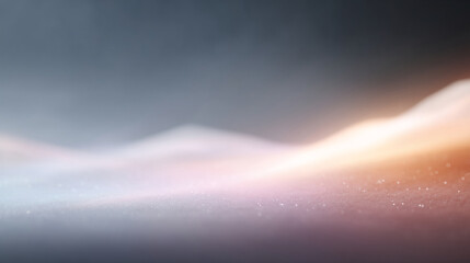 Abstract light waves on gray background. Smooth ethereal curves with glowing particles. Futuristic digital art concept for technology or science presentation backdrop.