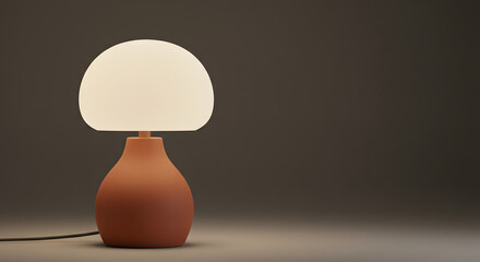 Minimalist Table Lamp Featuring Warm Lighting And Earthy Terracotta Tones